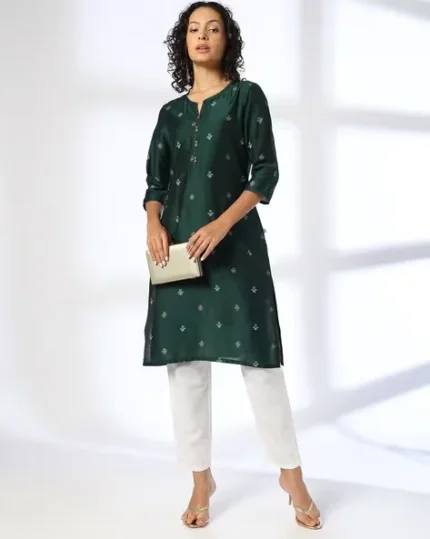 Women Embroidered Straight Kurta